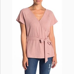 14th & Union Textured Wrap Tunic Top Mauve